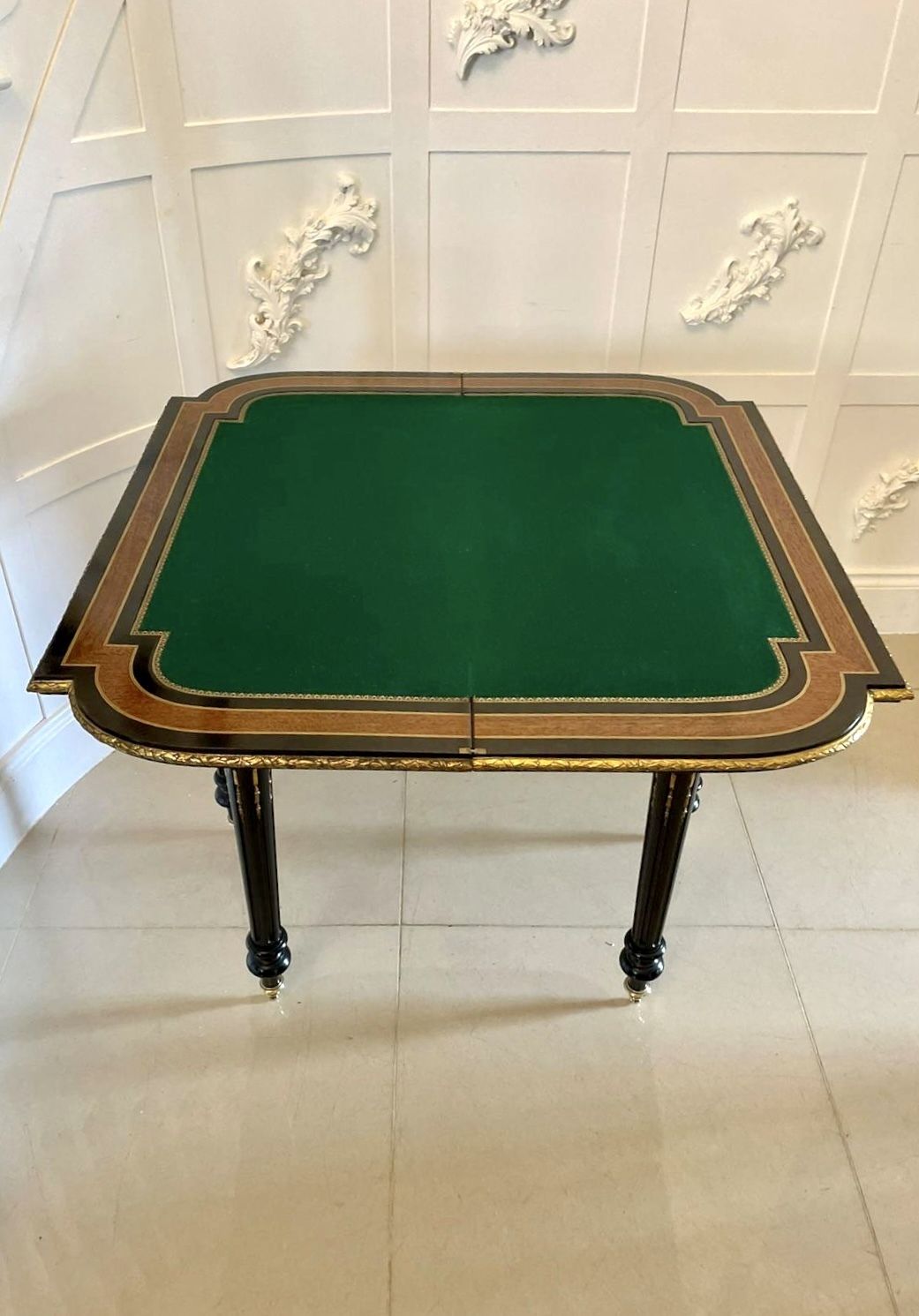 Furniture Exhibition Quality Antique French Inlaid Marquetry Card Table photo