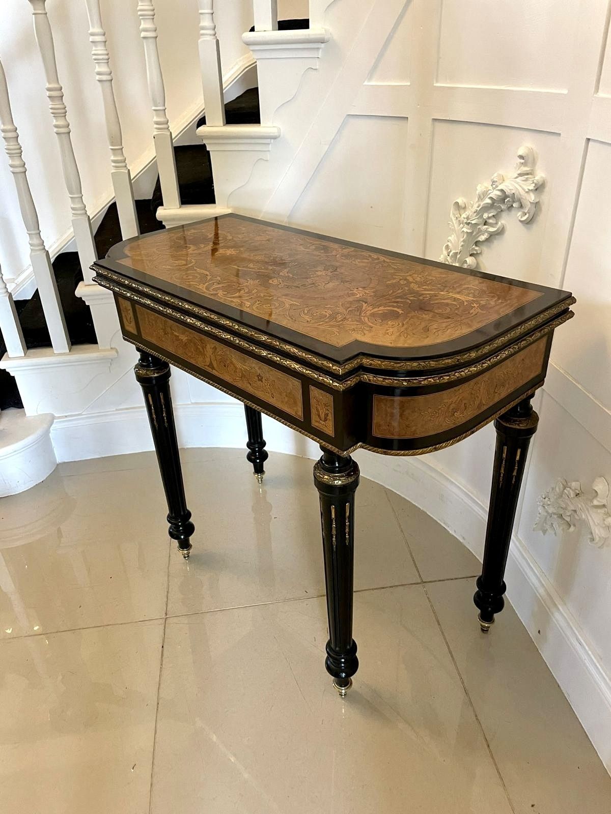 photo buy Exhibition Quality Antique French Inlaid Marquetry Card Table