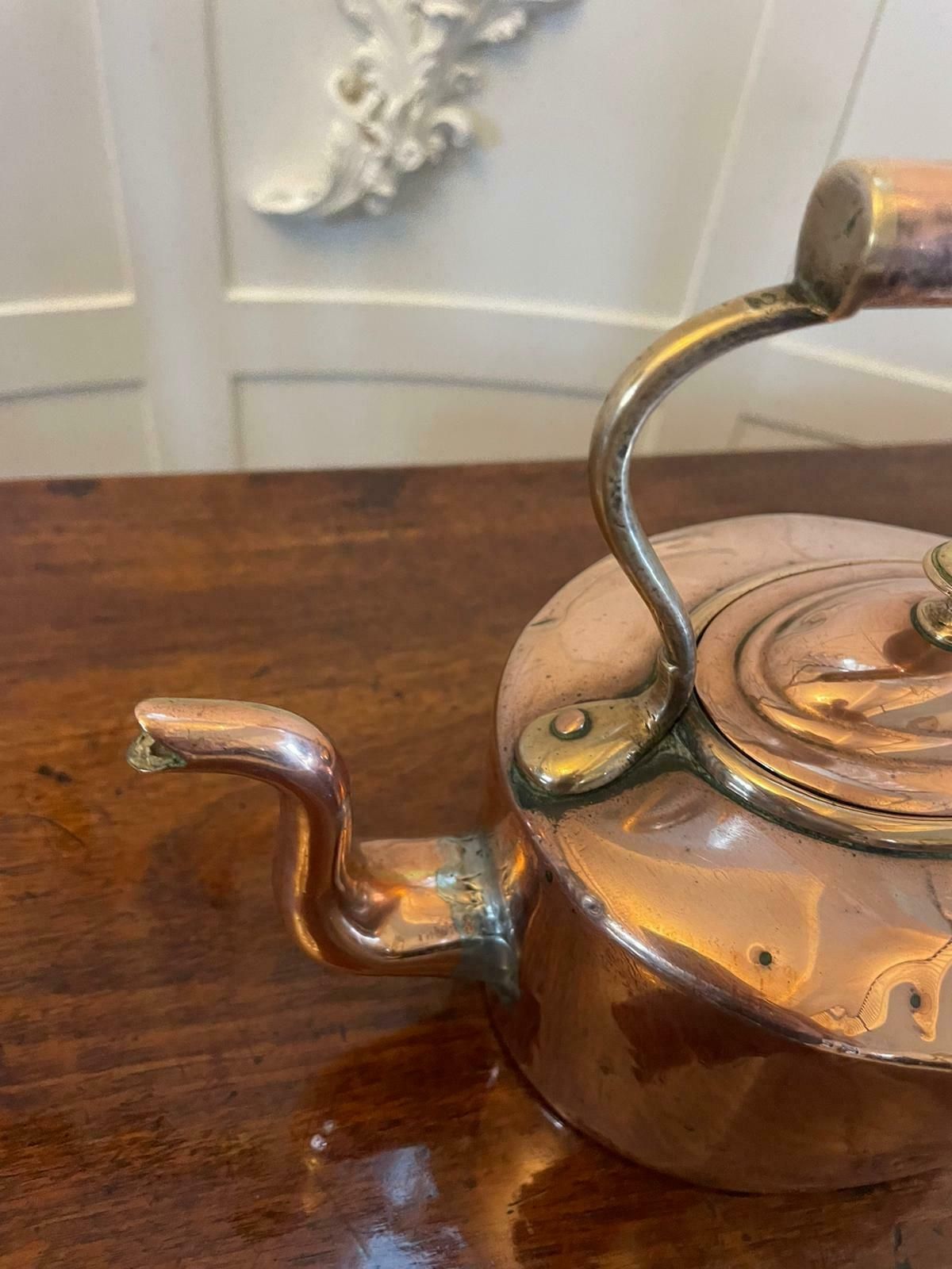 Unusual Small Antique George III Quality Oval Shaped Copper Kettle photo 445.0