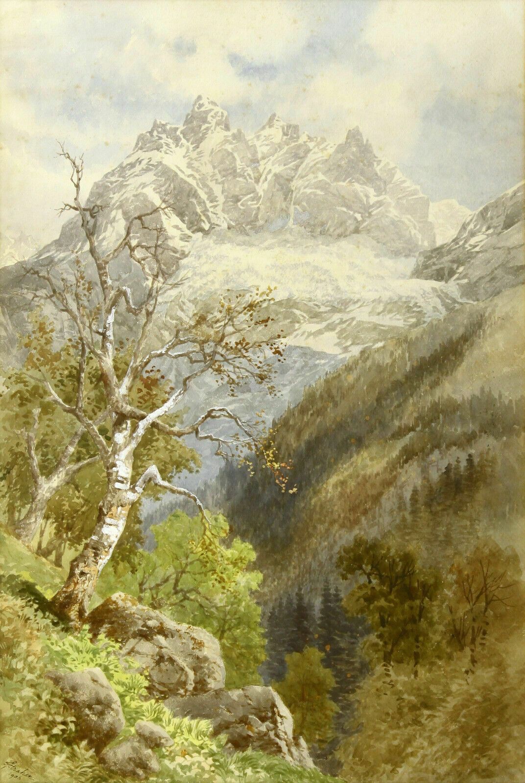 Watercolour By George Strahan. View Of The Himalayas photo furniture
