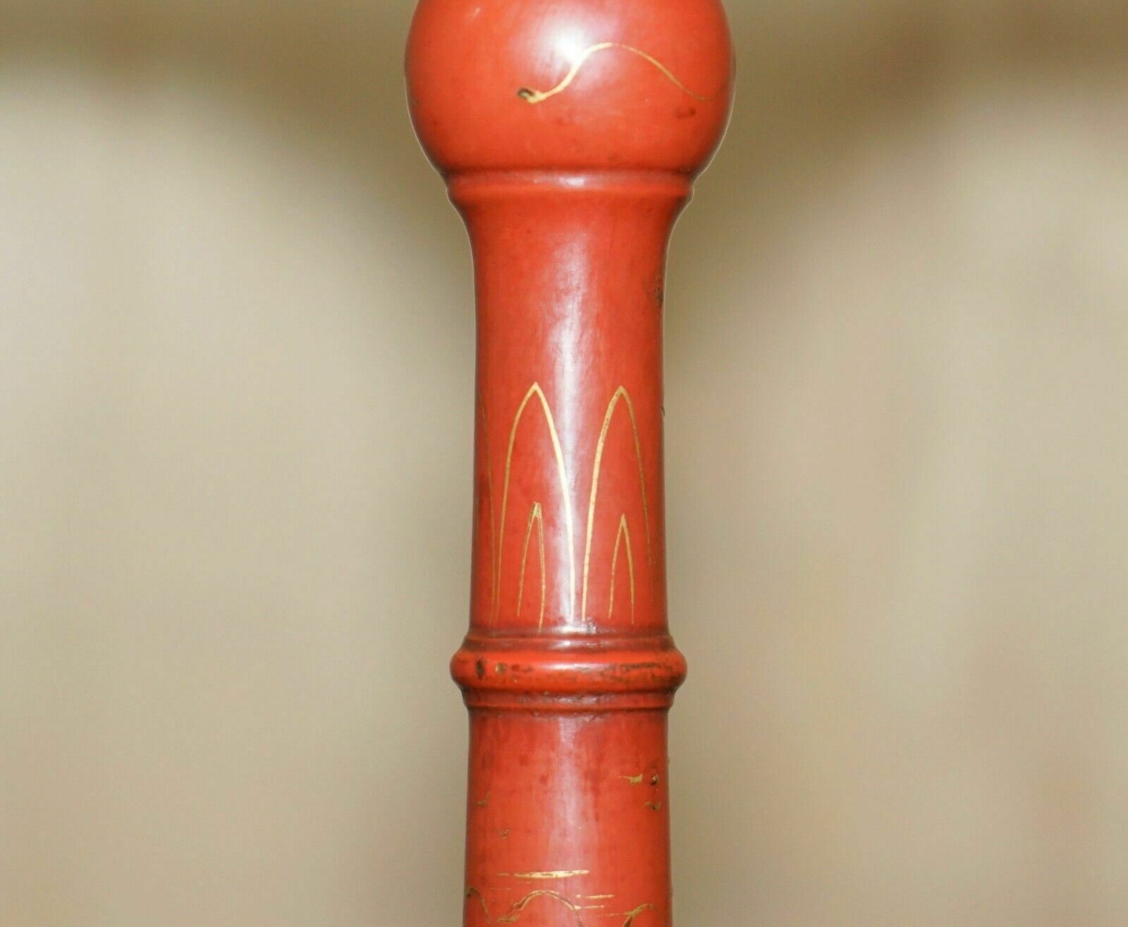 Lovely Antique Chinese Chinoiserie Lacquered & Hand Painted Side Lamp Wine Table photo vinterior