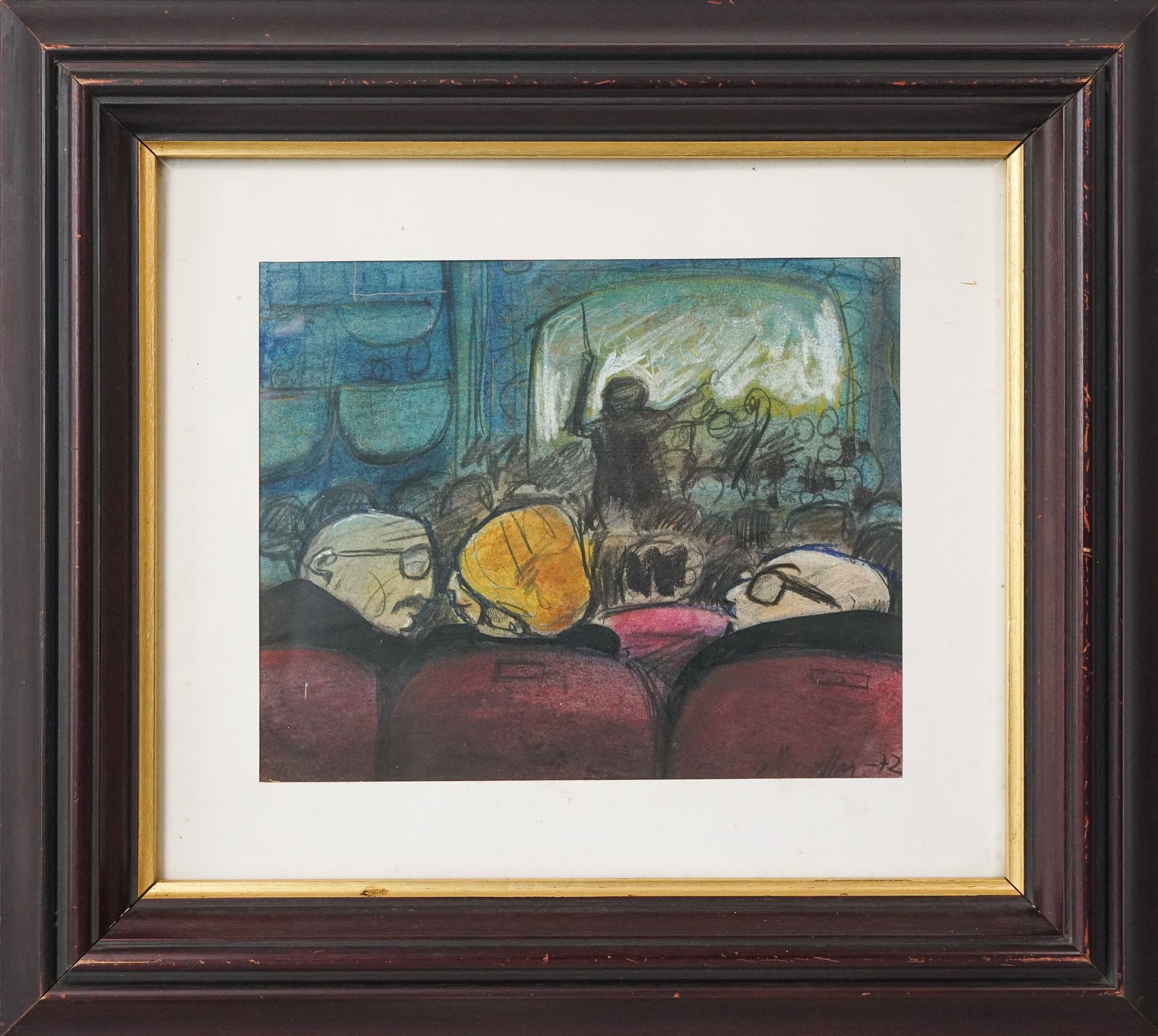 Cartooneske Theaterscène, Jaren 1970, Olieverf Op Doek photo furniture