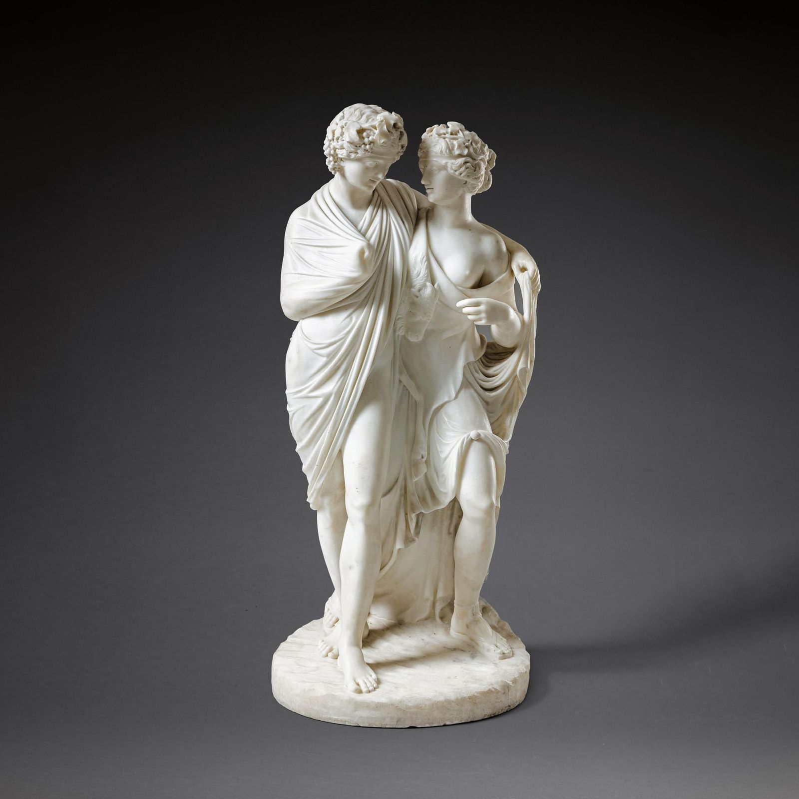 Fine Italian Early 19th Century Marble Group Of Bacchus And Ariadne After The Antique, Attributed To Carlo Albacini C.1800