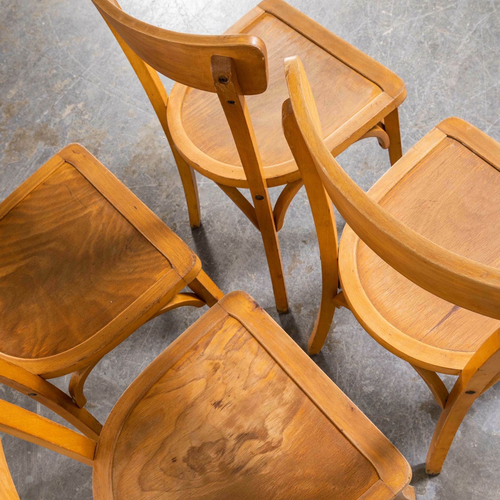 1950’s French Baumann Blonde Kick Leg Bentwood Dining Chairs – Set Of Four photo furniture