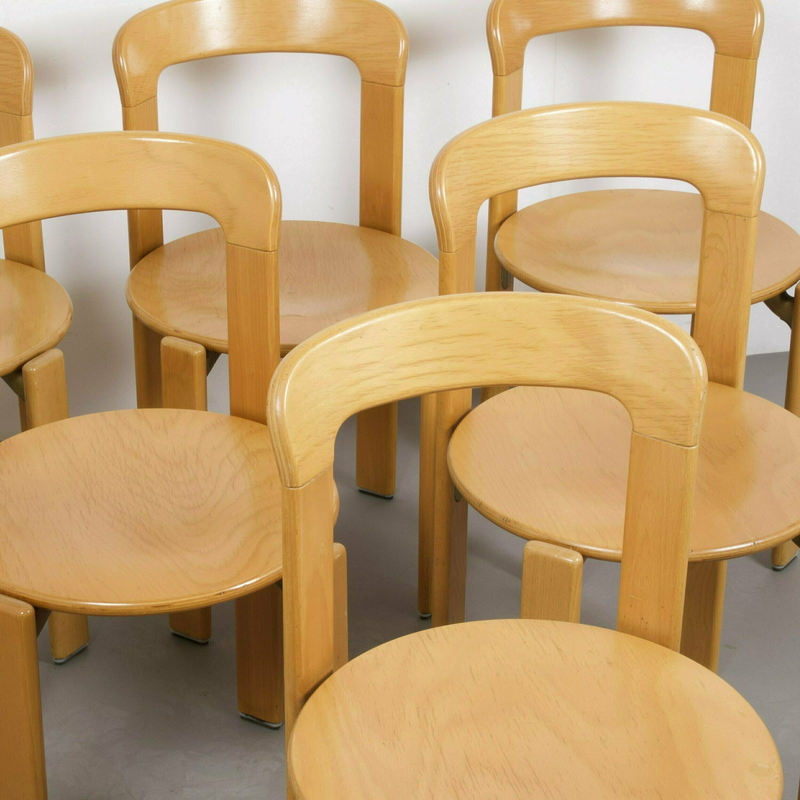 Original Vintage Mid Century Bruno Rey Chairs In Beech For Dietiker Set Of 4, Switzerland 1970s photo buy