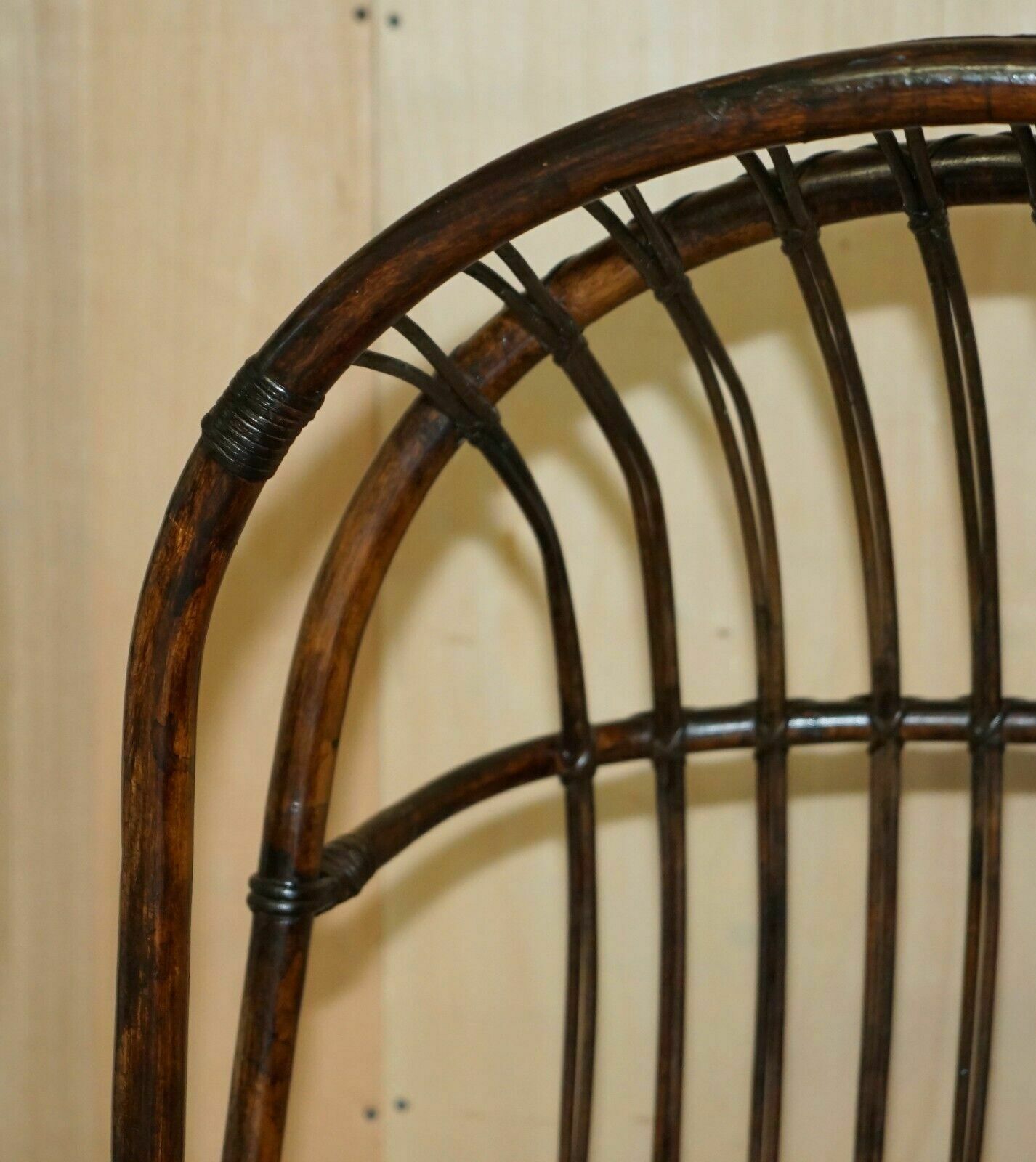 Rare Antique Thonet Style French Bamboo Steel Base Porters Wingback Armchair photo 1450.0
