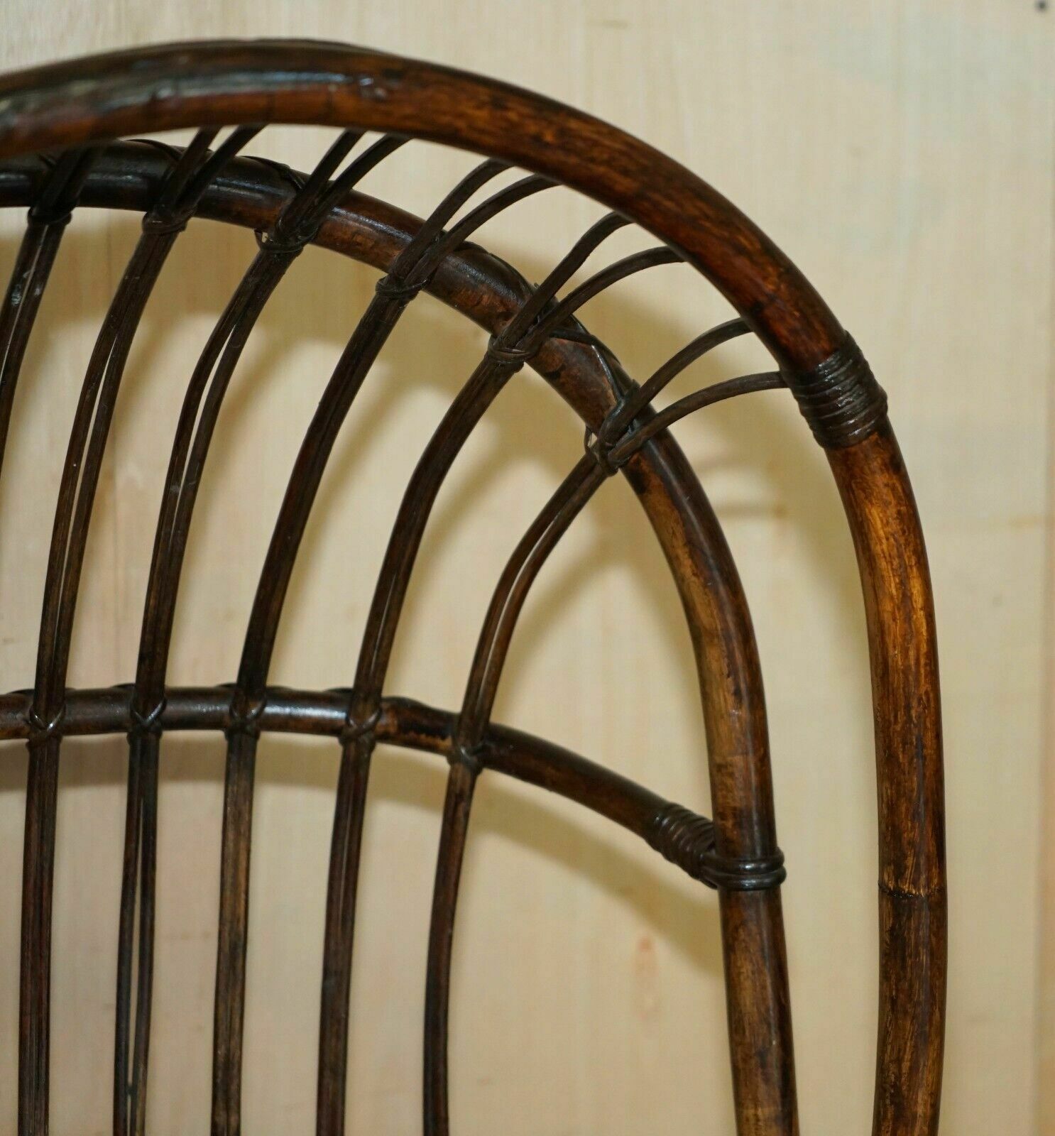 Rare Antique Thonet Style French Bamboo Steel Base Porters Wingback Armchair photo vinterior