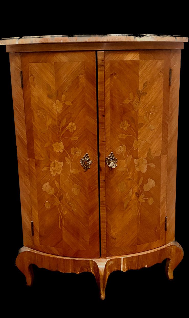Curved Louis XV Style Corner Inlaid Rosewood 20th Century photo Furniture
