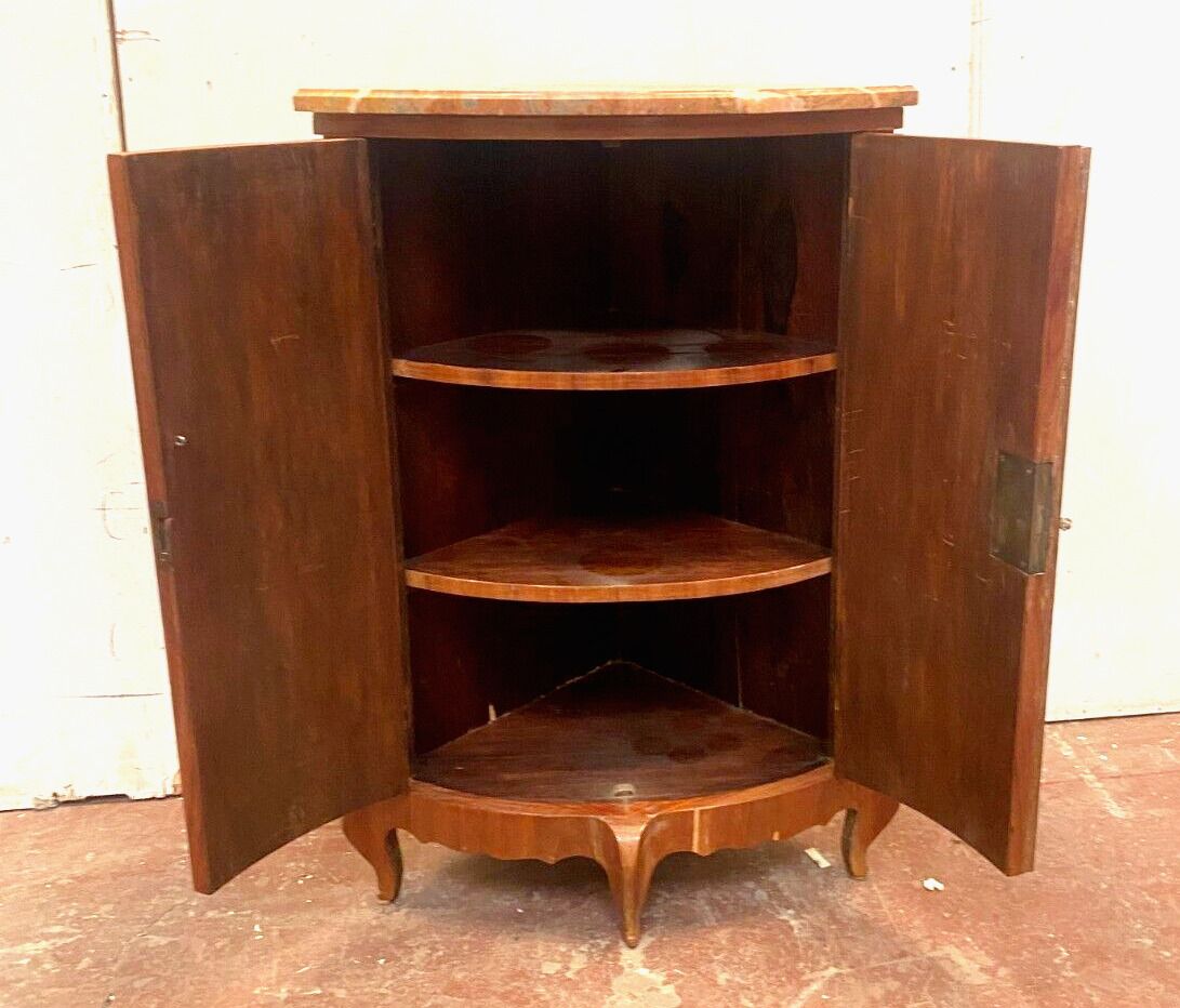 Curved Louis XV Style Corner Inlaid Rosewood 20th Century photo vinterior