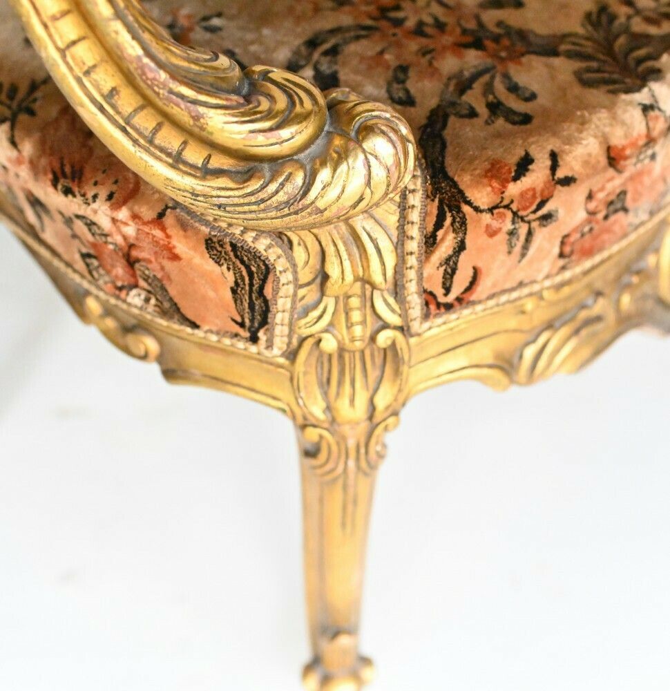 photo for sale Pair French Salon Chairs Art Nouveau Gilt Fauteuils