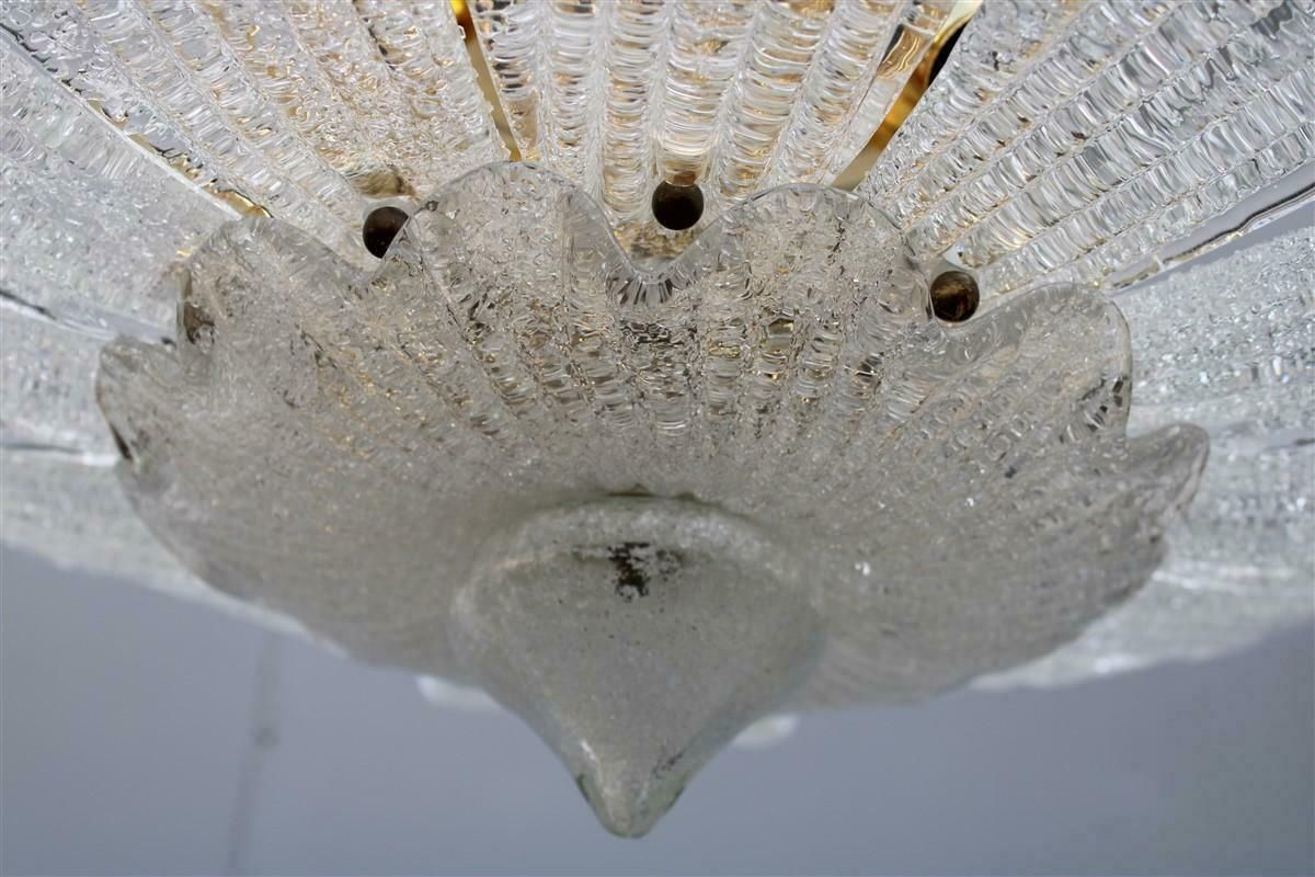 photo for sale Flower Ceiling Lamp In Murano Glass And Brass 1970 Italy