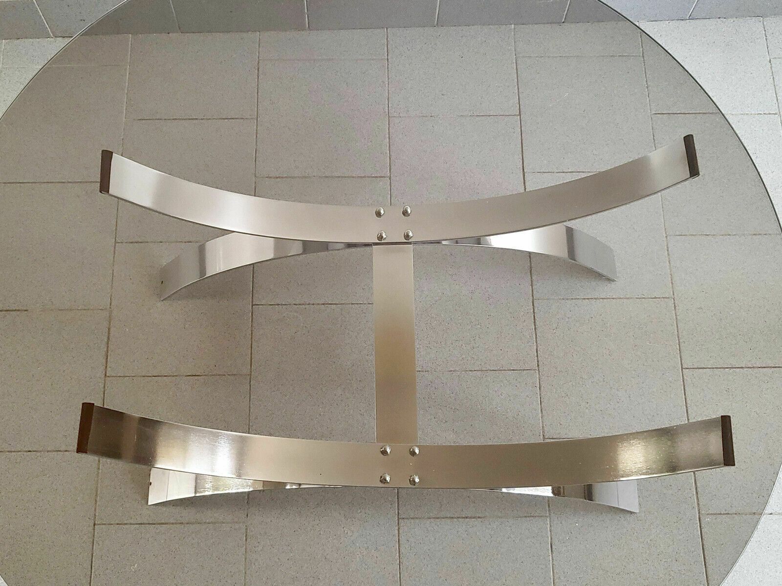 photo for sale Vintage 1970 Space Age Chrome Steel & Smoke Glass Coffee Table 70s 190s Retro