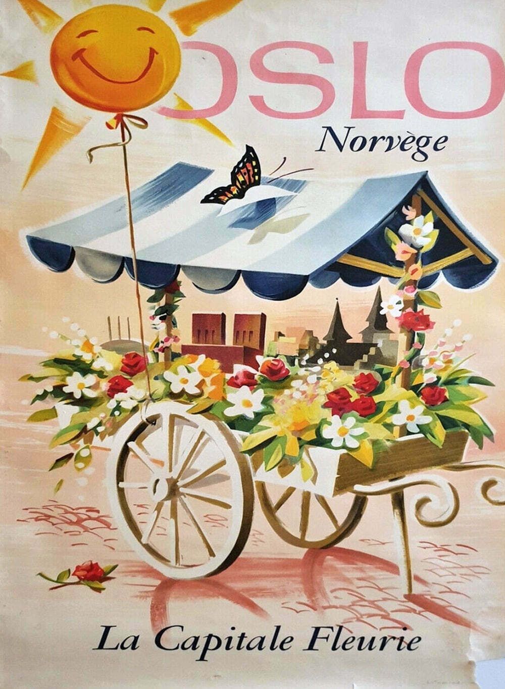 Oslo   The Flowery Capital Original Vintage Poster