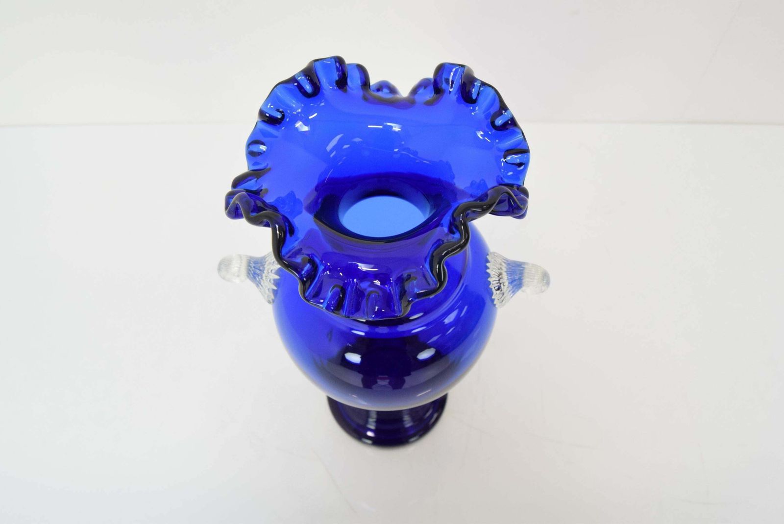 Art Czech Glass Vase, By Glasswork Novy Bor, 1950's. photo vintage