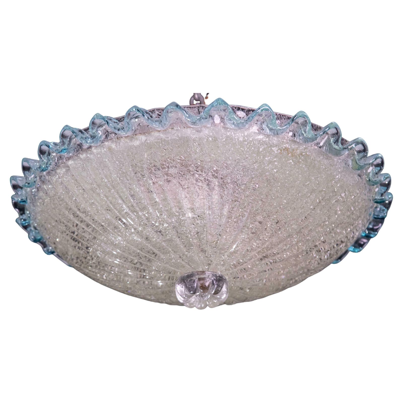 Italian Blue Glass Ceiling Fixture By Barovier & Toso, Murano, 1960