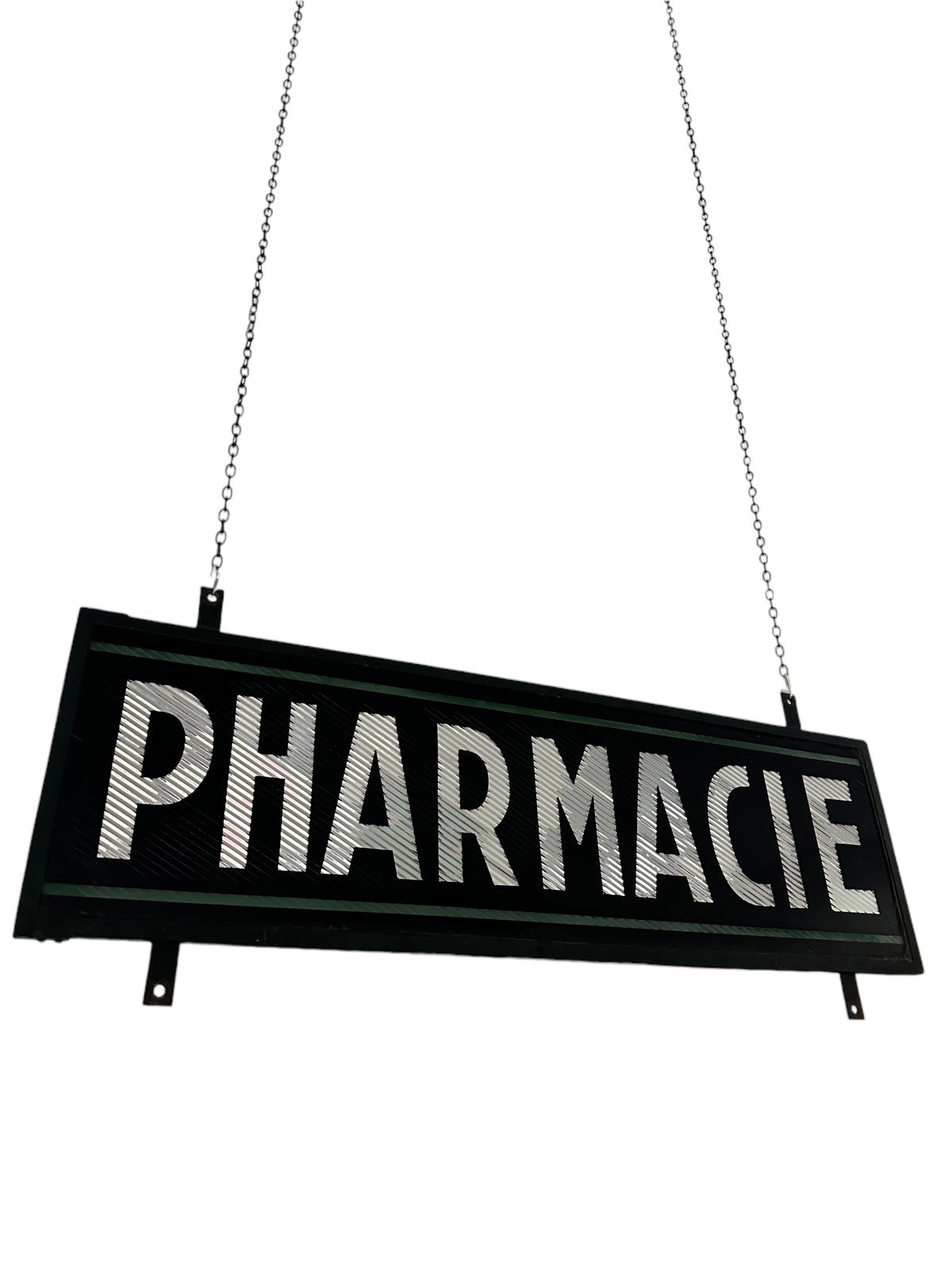 Antique French Double Sided Glass Pharmacy Pharmacie Apothecary Chemist Hanging Sign
