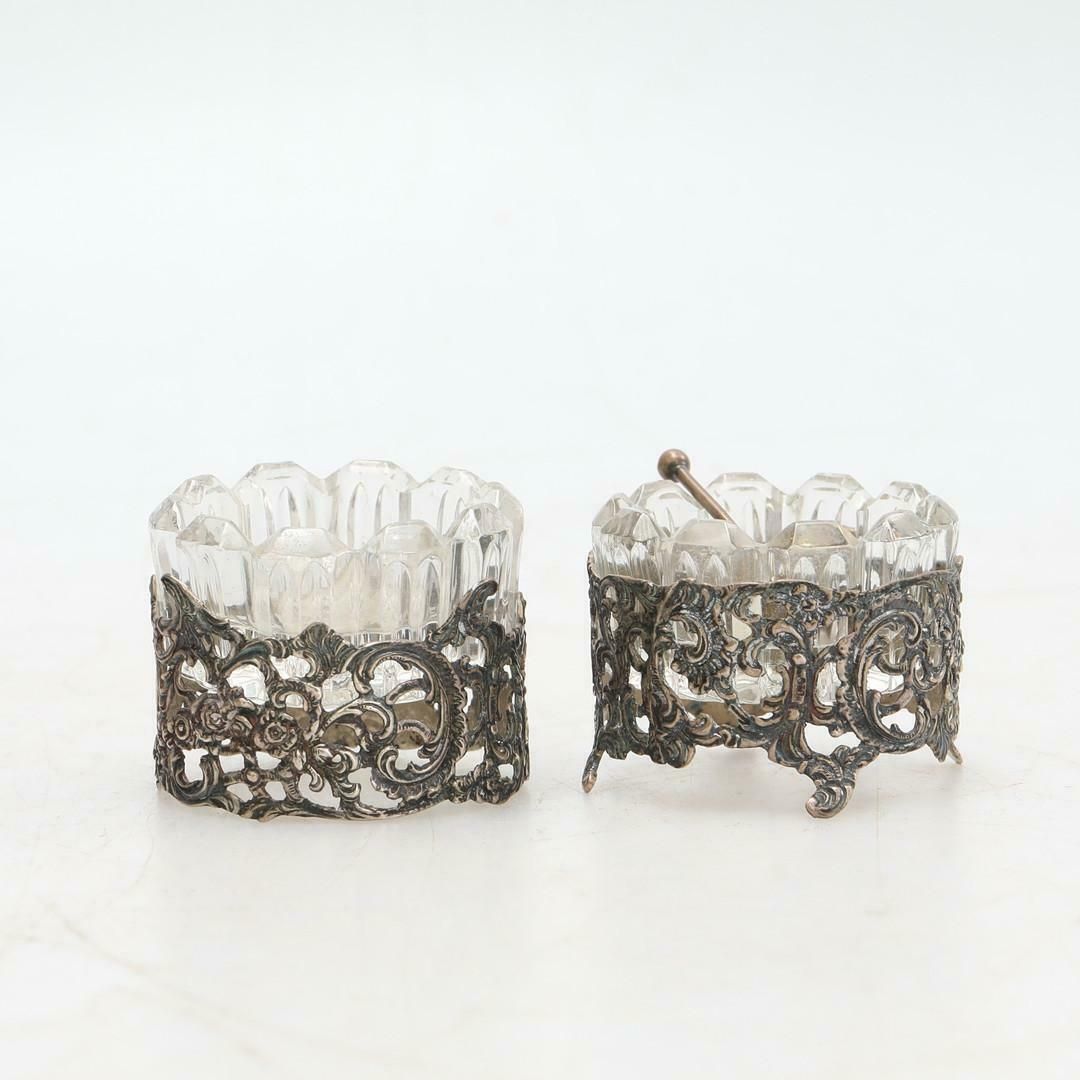 Antique Silver Salt Shaker, A Pair Of Salt Shakers Crystal Bowl Inside Spoon photo furniture