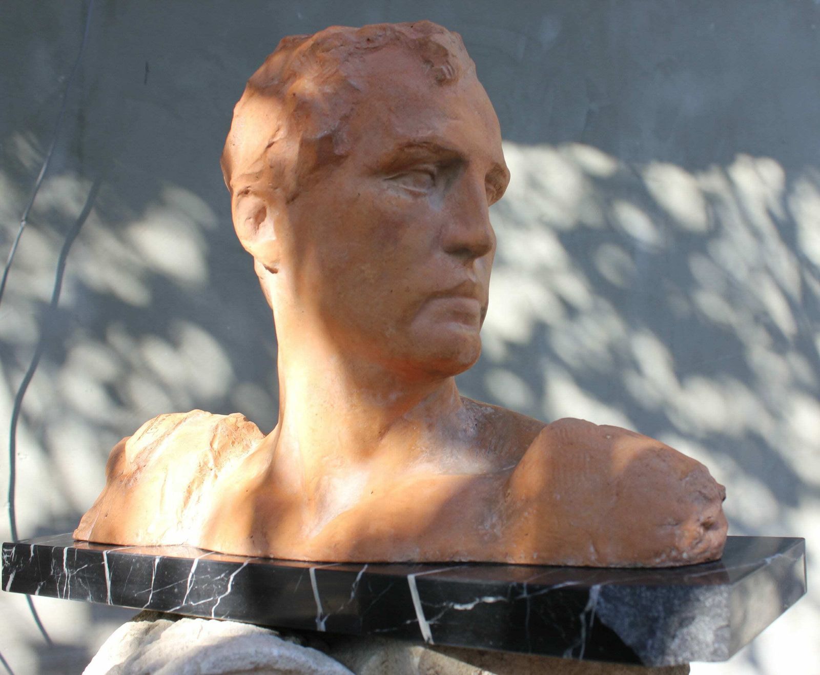 Victor Demanet Impressive Terracotta Statue, Art Deco Bust Of Man Signed, Original Art Work Of Belgian Artist photo furniture
