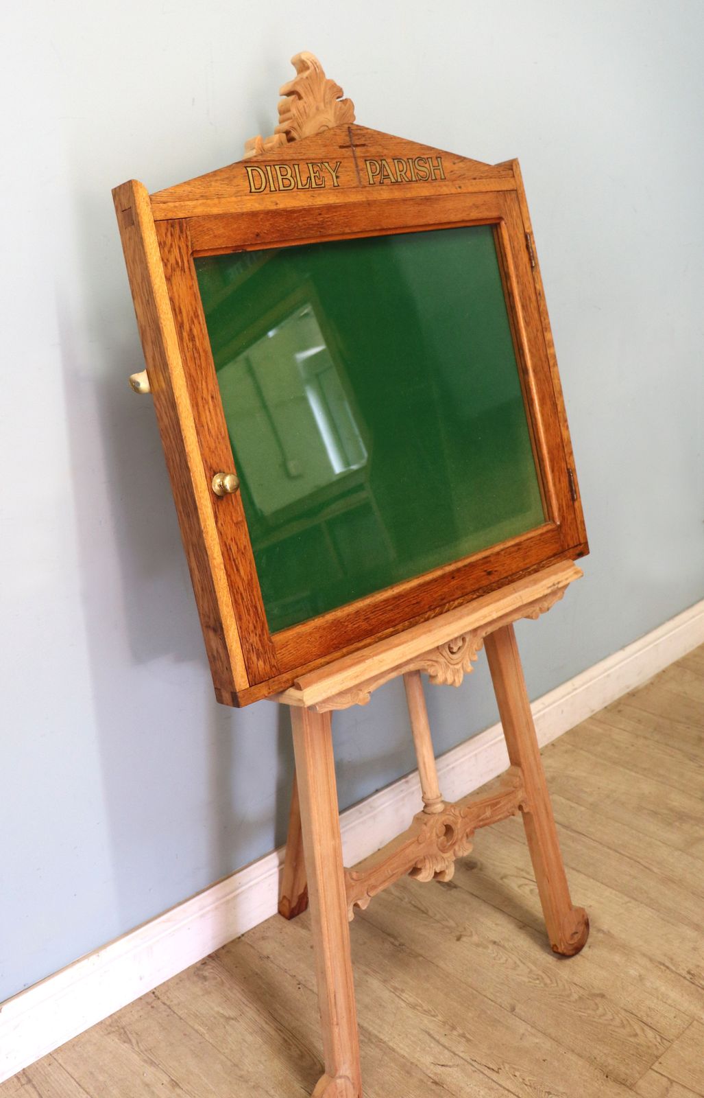 An Unusual Late Victorian Oak Church Notice Board Sign Written Vicar Of Dibley photo furniture