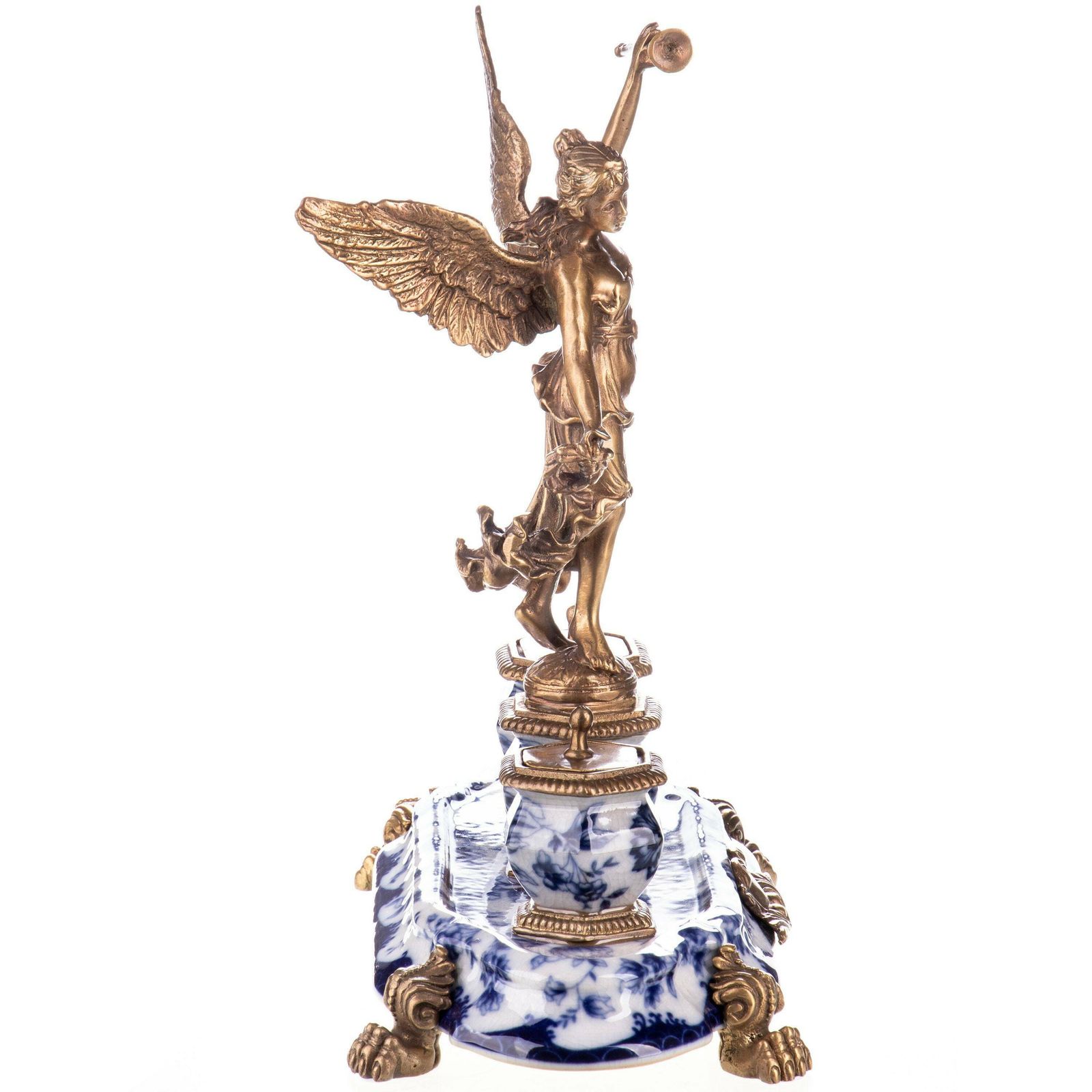 Angel Themed Porcelain And Bronze Desk Set photo for sale