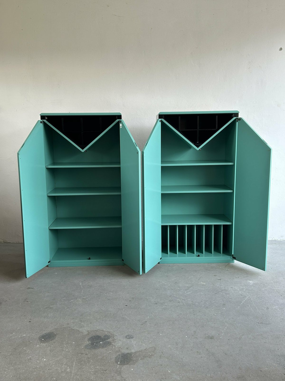 Pair Of Postmodern Memphis Style Mint Green Bar Cabinets By Kapo Möbelwerkstätten, 1980s Austria photo Furniture