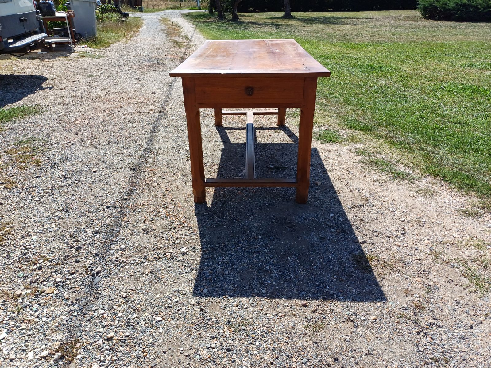 19th Century Country Farmhouse Table In Cherry, 3 Drawers. photo furniture