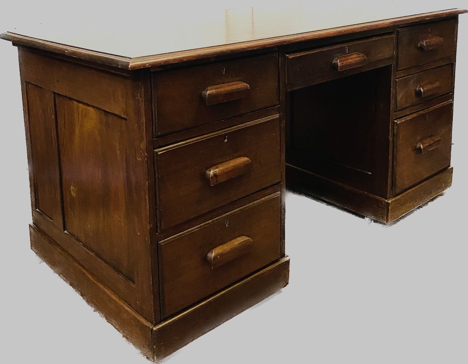 Mahogany Boxed Flat Desk In Mahogany Wood XX Century photo furniture