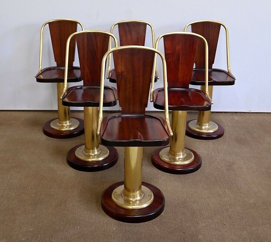 Rare Suite Of Six Liner Chairs, England – Early 20th Century photo for sale