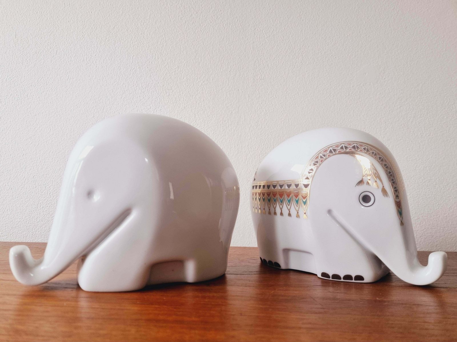 Set Of Two Midcentury Porcelain Money Boxes Elephant Drumbo, Luigi Colani, 1970s photo Home Decor
