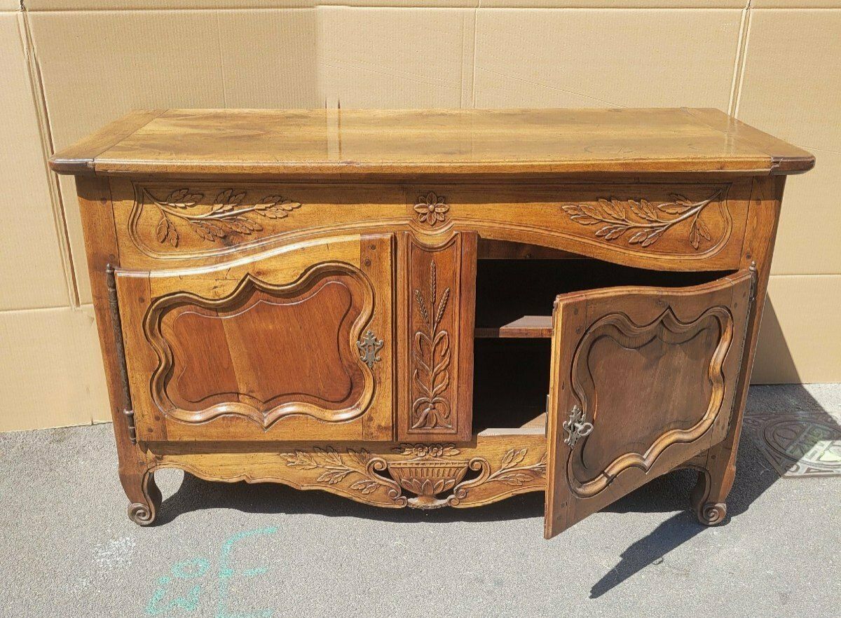 photo for sale Provençal Buffet "Pétrin" Carved Walnut, Early 19th Century
