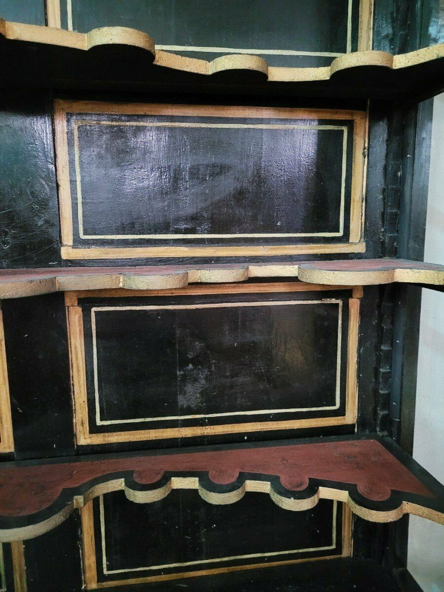 Furniture Large Scriban Showcase In Lacquered Wood, Chinoiserie, Late 18th Early 19th Century photo