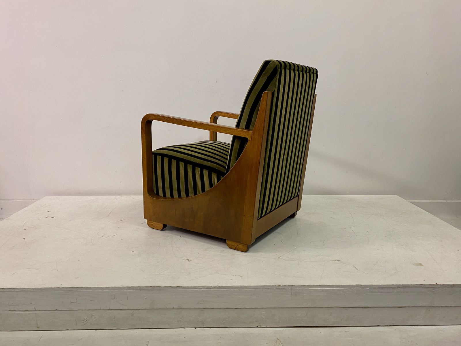 Furniture 1930s Dutch Armchair In Striped Velvet photo
