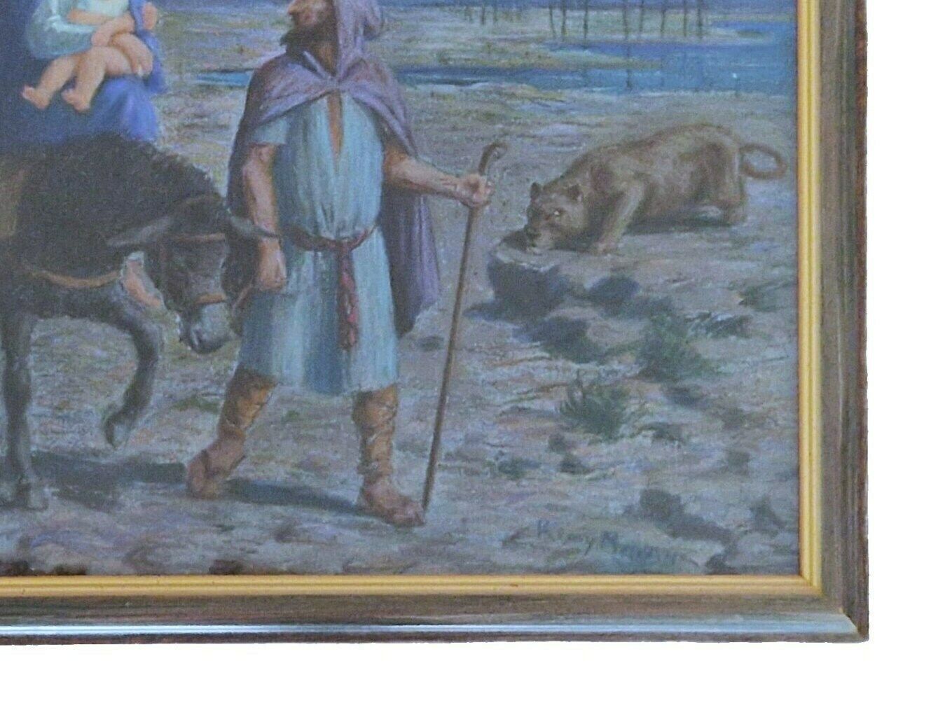 De Vlucht Naar Egypte Van De Heilige Familie Door Remy Mayan, Ingelijste Pasteltekening Van De Geboorte Van Jezus, Religieuze Kunst En Woondecoratie photo vintage