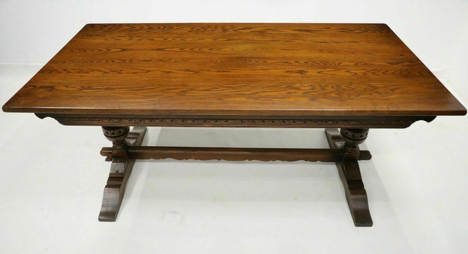 Solid English Oak Dining Table Tudor Style Seats Up To 8 Places photo Furniture