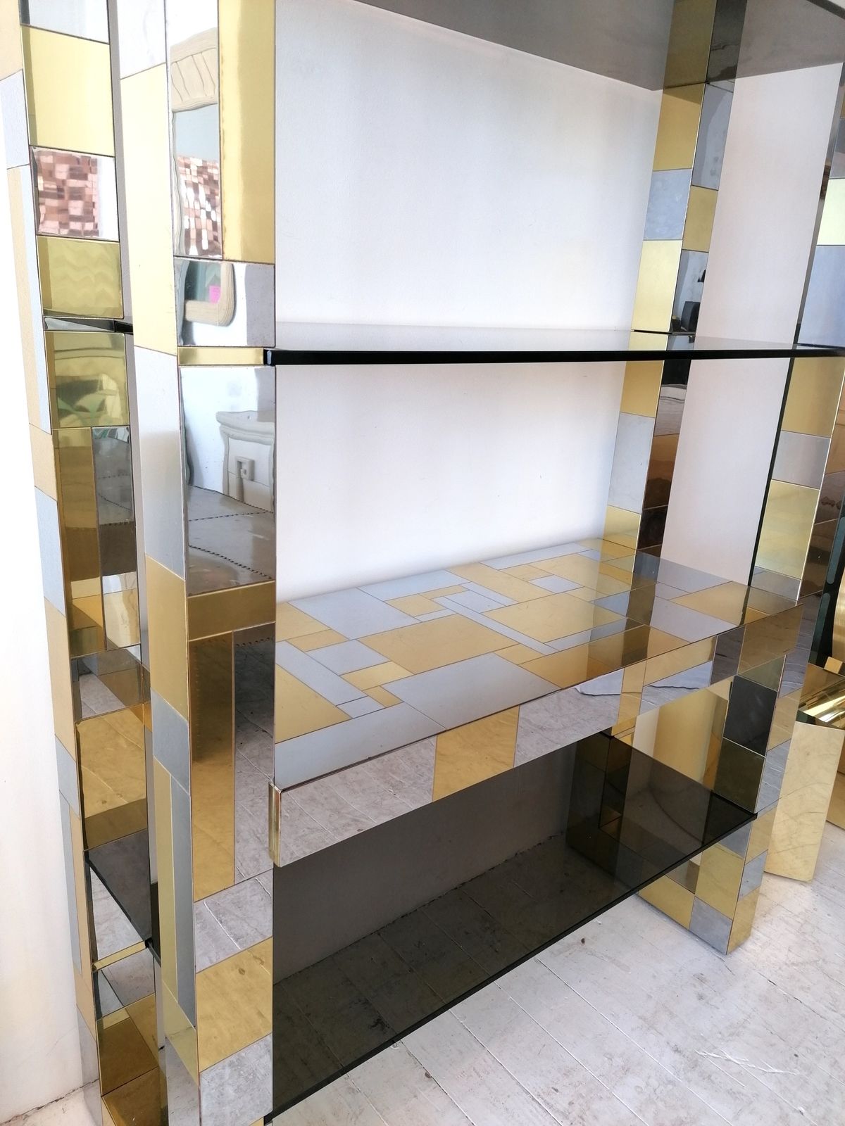Rare Signed Paul Evans Brutalist 'Cityscape' Large Etagere Freestanding Shelves, 1970s American photo buy