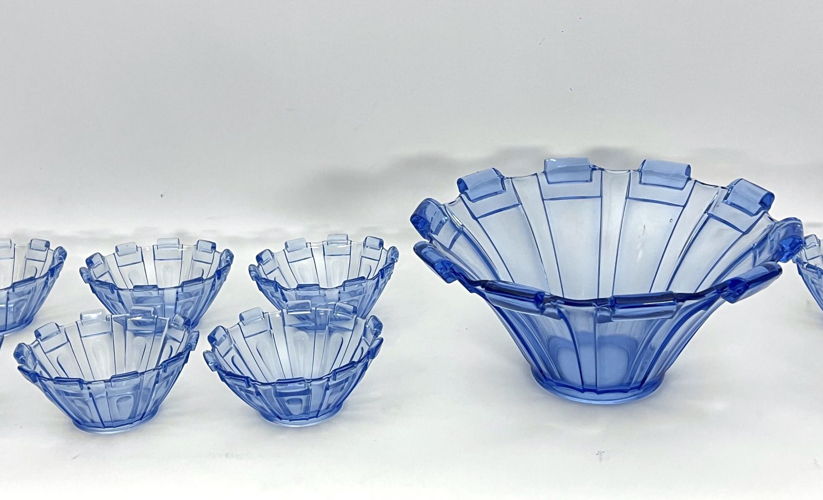 Art Deco Murano Glass Serving Bowl Set Of 13. Italy 1930s photo buy