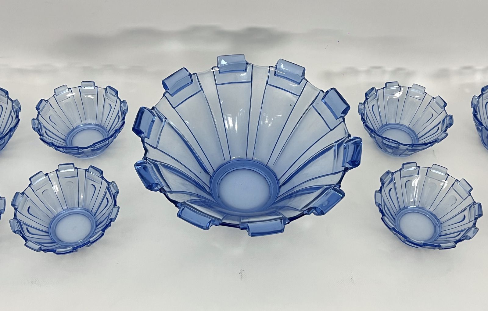 photo for sale Art Deco Murano Glass Serving Bowl Set Of 13. Italy 1930s