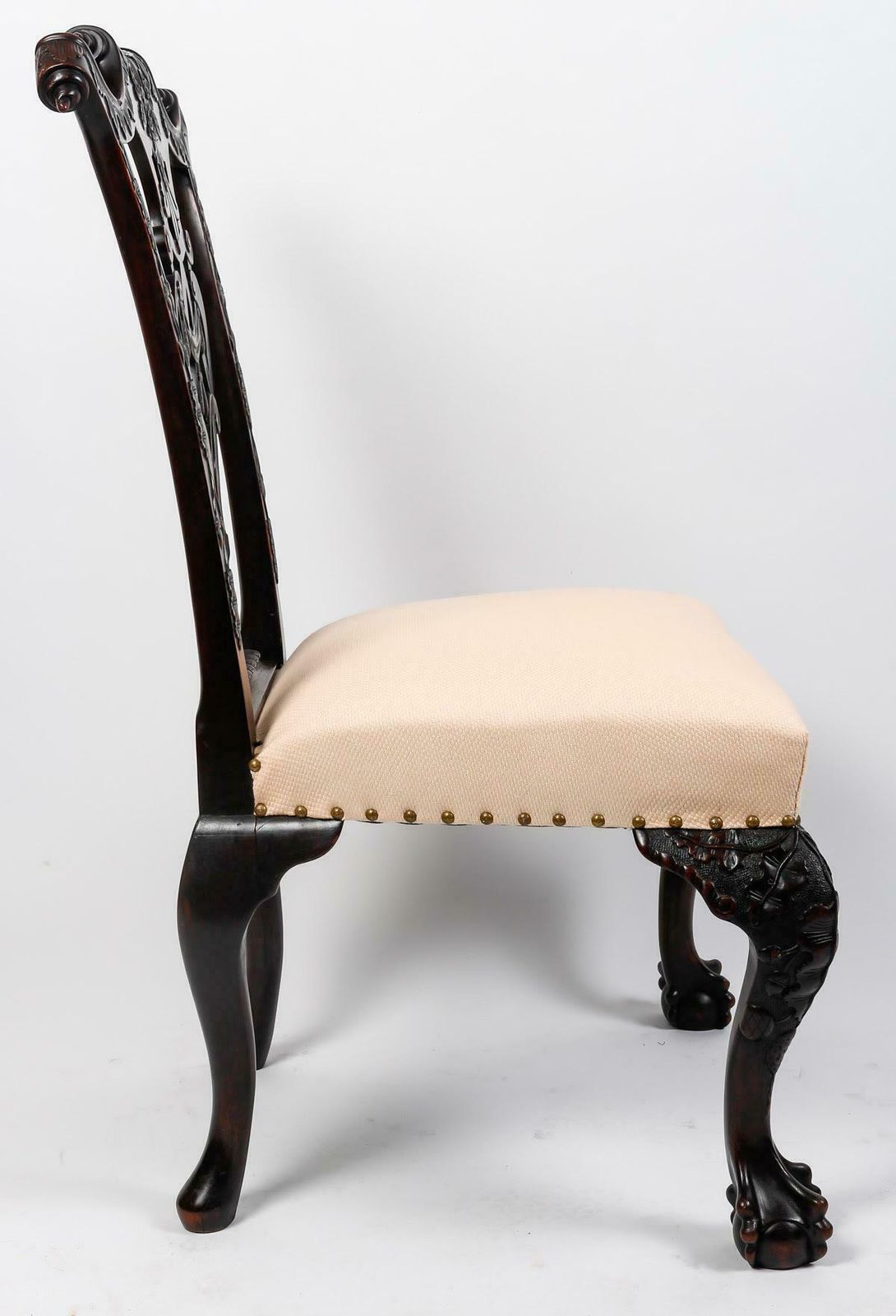 Suite Of 3 Chairs And An Armchair In The Chippendale Style, 19th Century. photo for sale