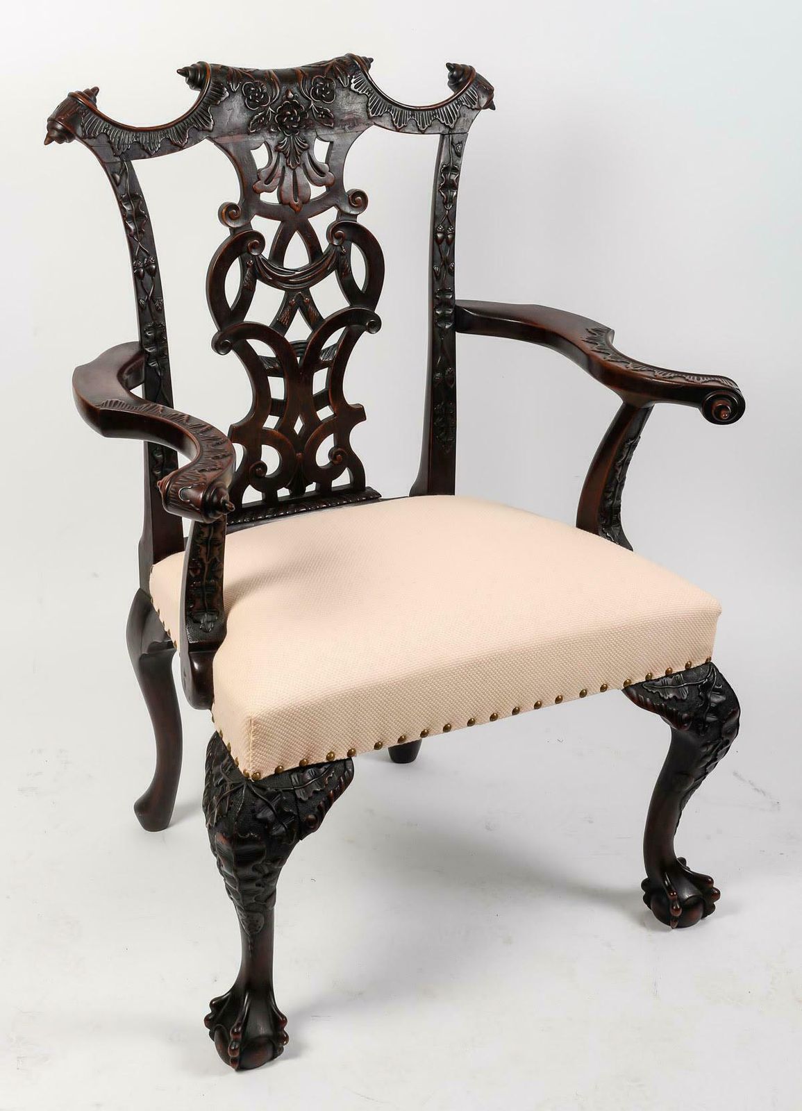 Suite Of 3 Chairs And An Armchair In The Chippendale Style, 19th Century. photo buy