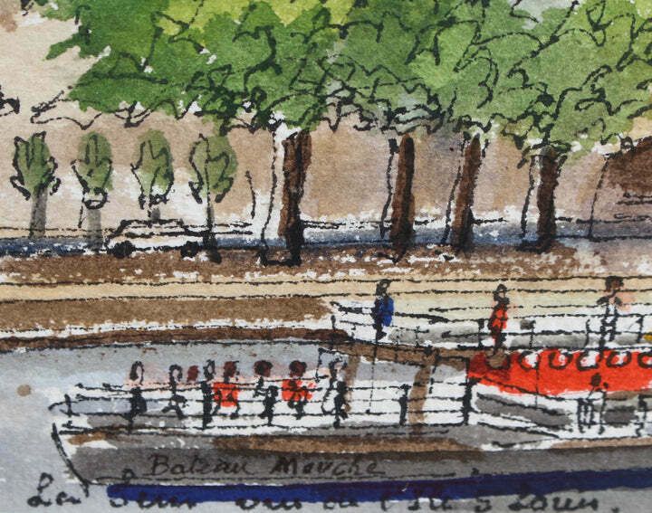 650.0 'The Pont Marie And Bateau Mouche' In Paris By Roland Hamon (1971) photo