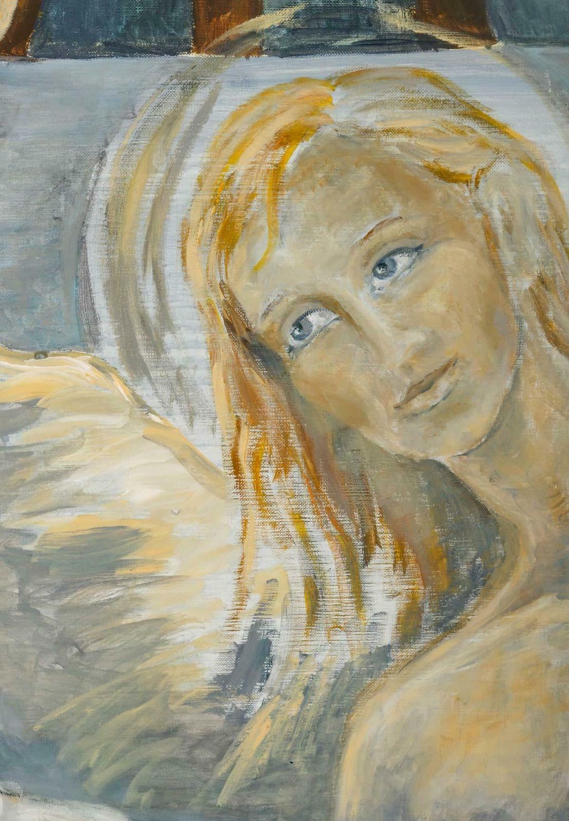 Painting, Oil On Canvas By Artist Evelyne Luez, "Le Peintre à Son Chevalet". photo for sale
