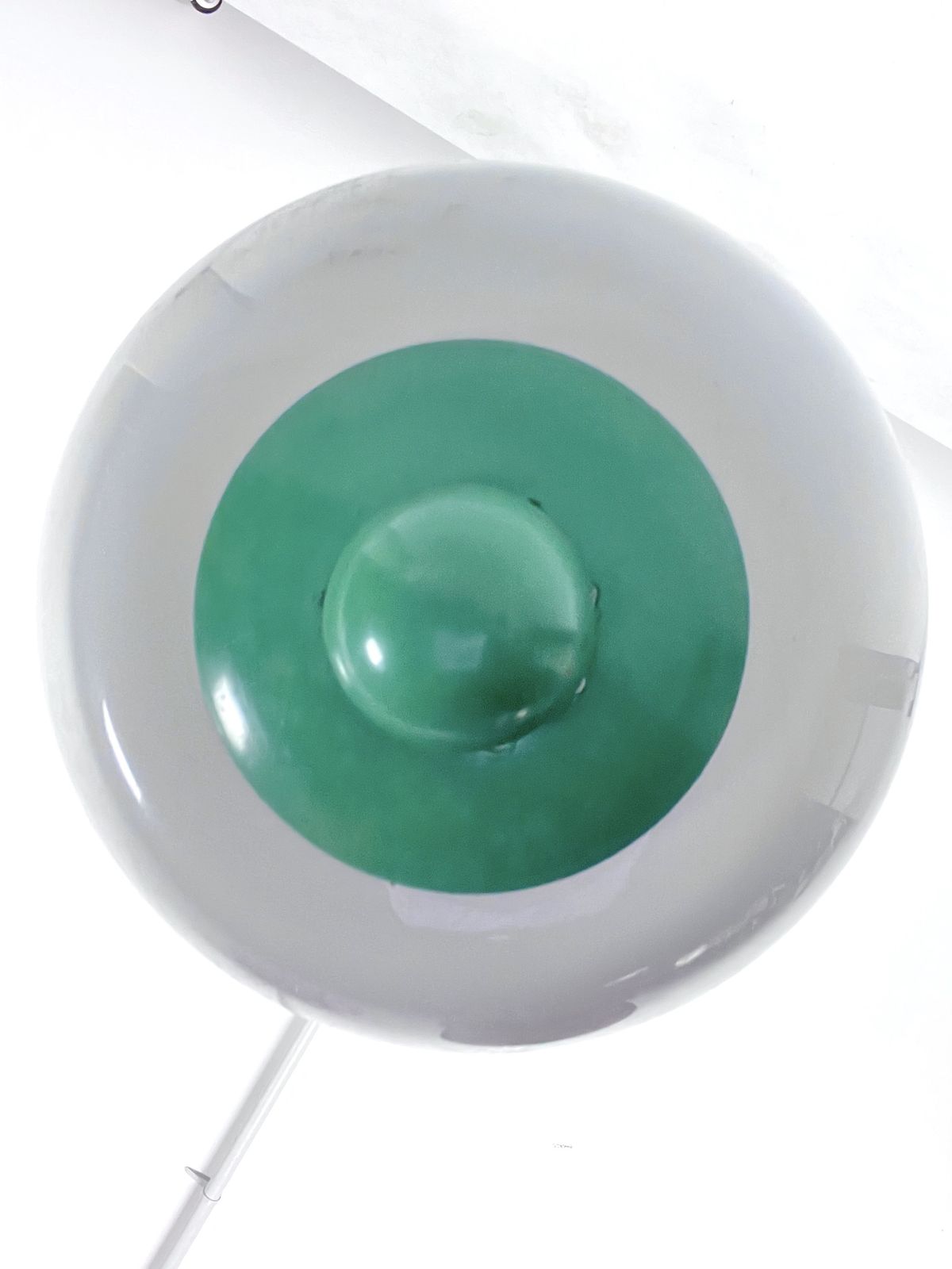Mid Century Green Lacquer And Milk Glass Pendant. Italy 1950s photo buy