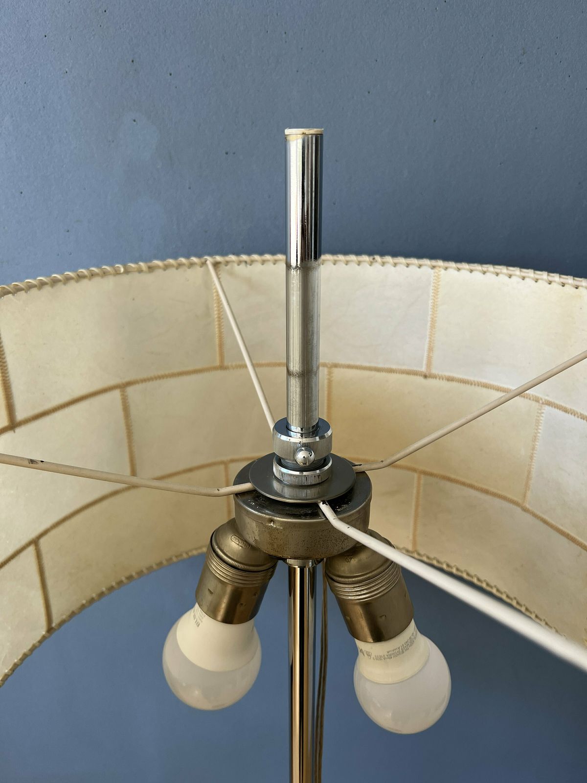 photo for sale Mid Century Staff Leuchten Leather Floor Lamp