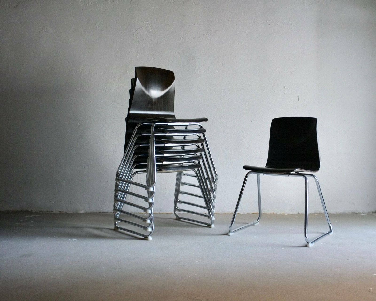Metal Stackable Chairs/Tubular Dining Chair/Pagholtz/West Germany/1960s/Vintage