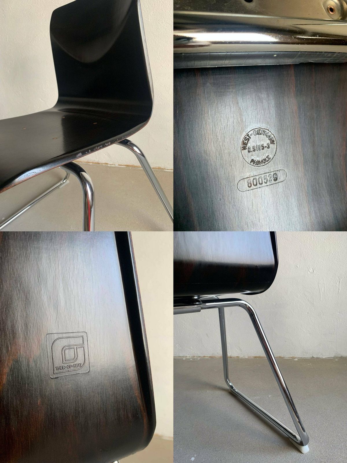 photo for sale Metal Stackable Chairs/Tubular Dining Chair/Pagholtz/West Germany/1960s/Vintage