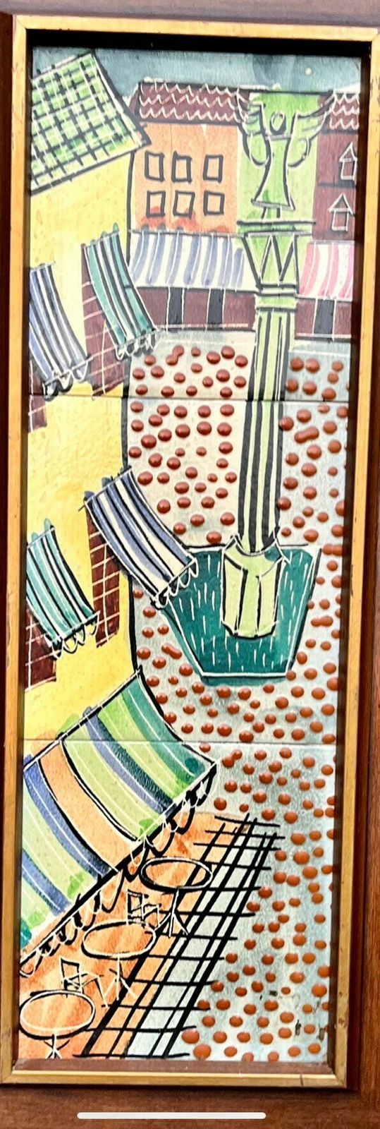 Harris G Strong (American Artist) 1960s Framed Ceramic Sculpture Tile photo furniture