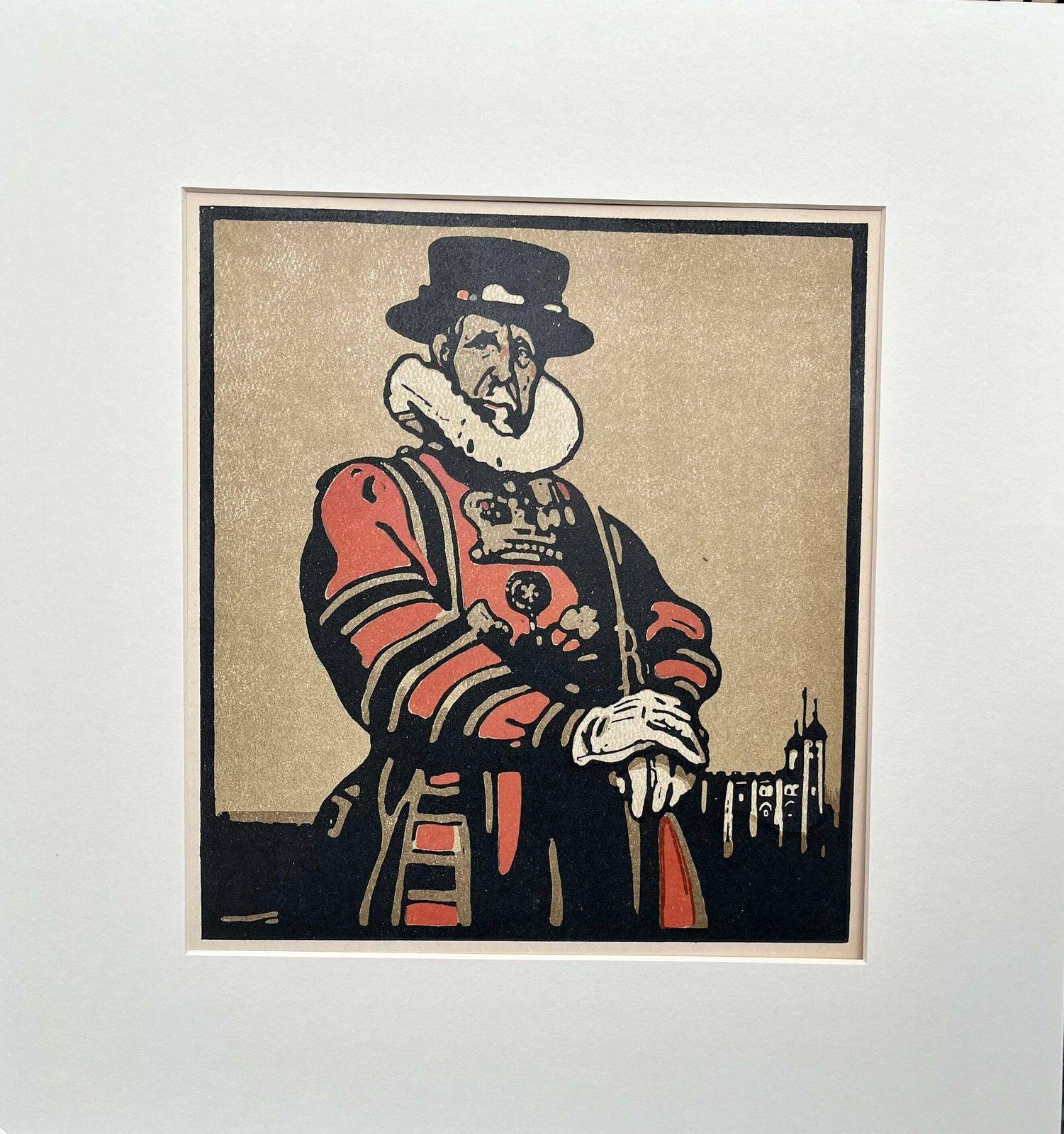 British Artist William Nicholson Beefeater Original Lithograph From The London Type Seies photo for sale