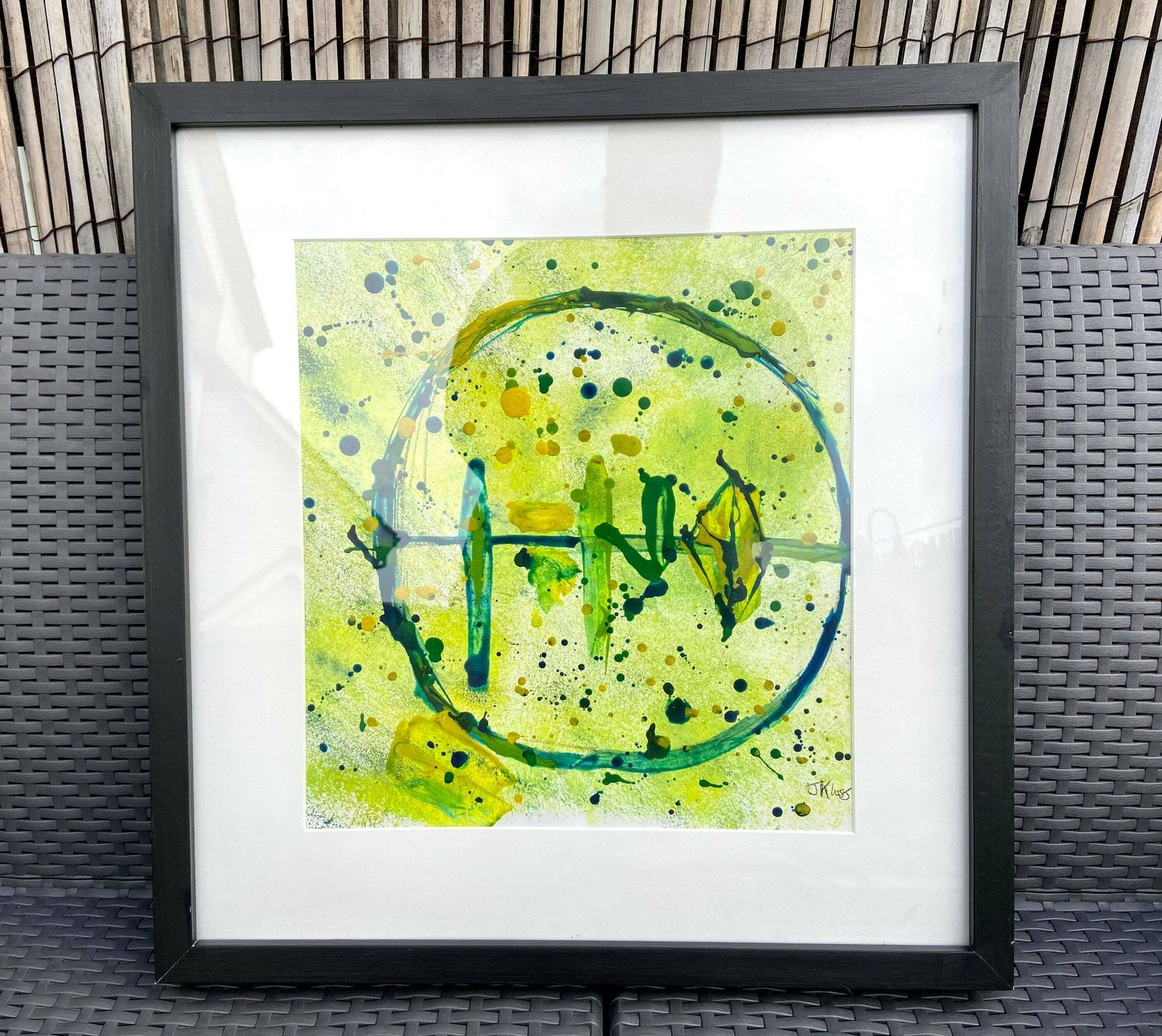 Original Framed Mixed Media Painting ‘Untitled’ J Kloss photo furniture