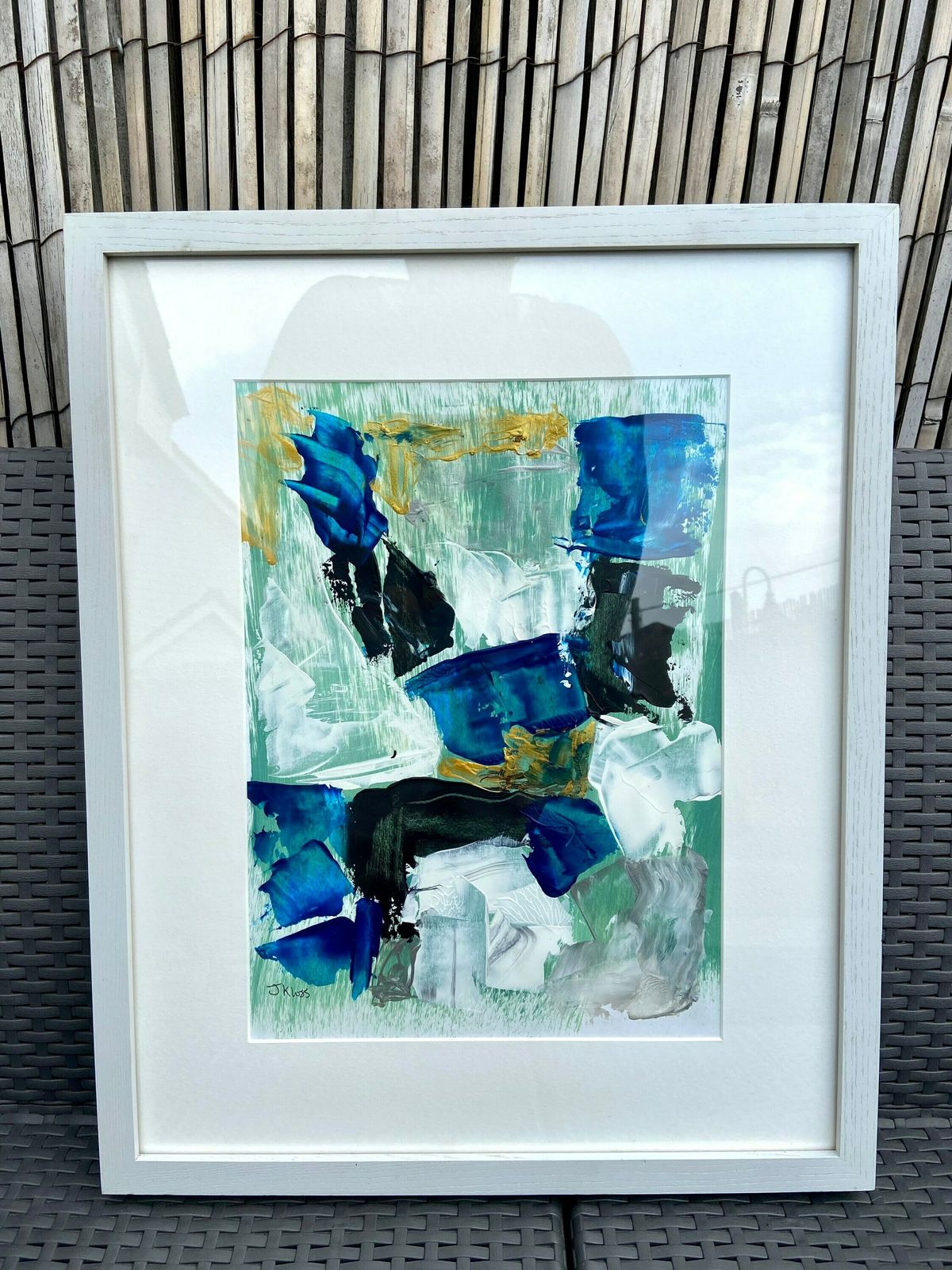 Original Framed Mixed Media Painting ‘Untitled’ J Kloss photo furniture