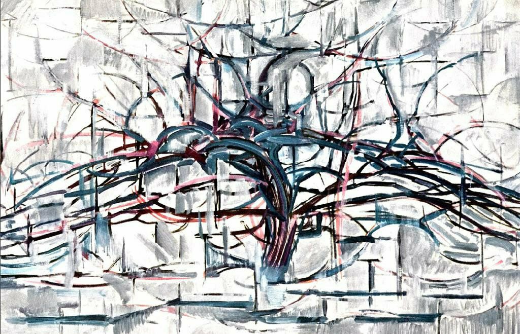 Original Vintage Framed Piet Mondrian 1958 ‘Abstract Tree Formation’ Colour Print photo furniture